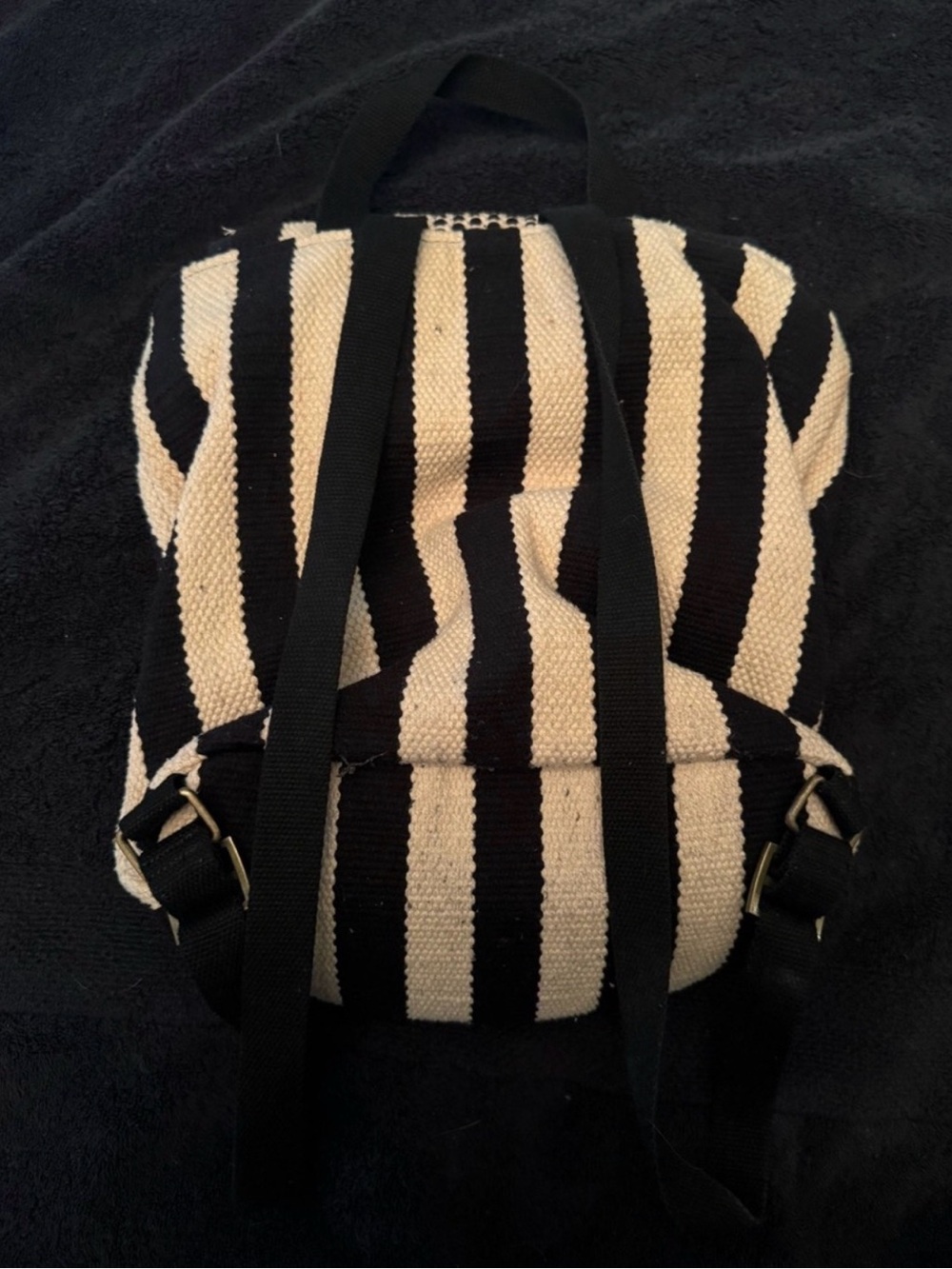 Universal Thread Black and Cream Striped Woven Backpack - Picture 4 of 5